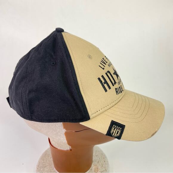 Harley Davidson Baseball Hat Cap Ride Free Black Tan Motorcycle - Picture 2 of 5